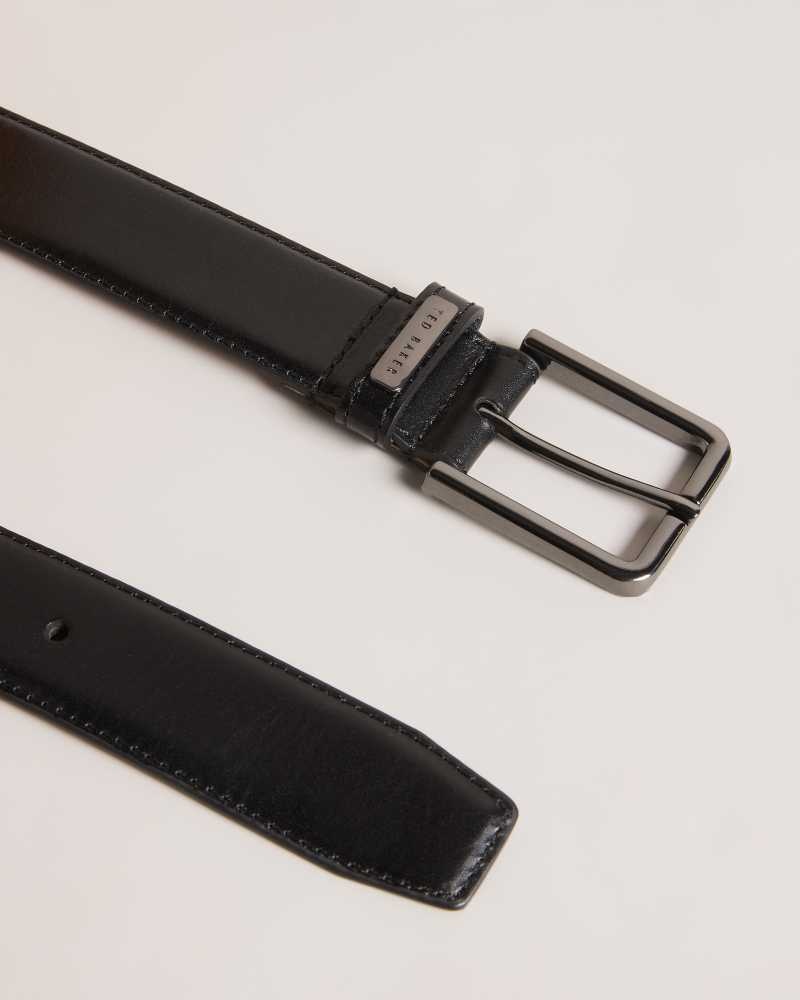 Black Ted Baker Wizerd Leather Belt With Branded Keeper | US0001632