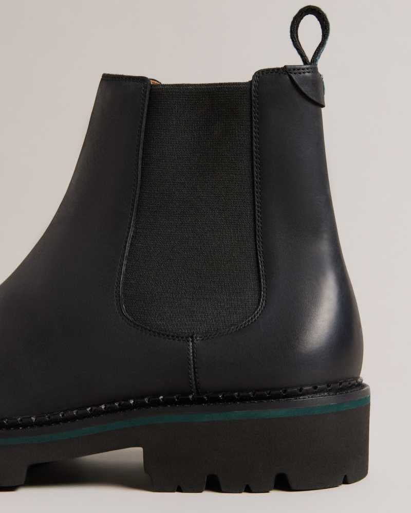 Black Ted Baker Wrights Chunky Leather Chelsea Boots | US0002069