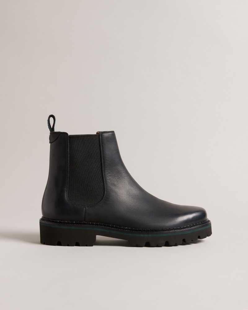 Black Ted Baker Wrights Chunky Leather Chelsea Boots | US0002069