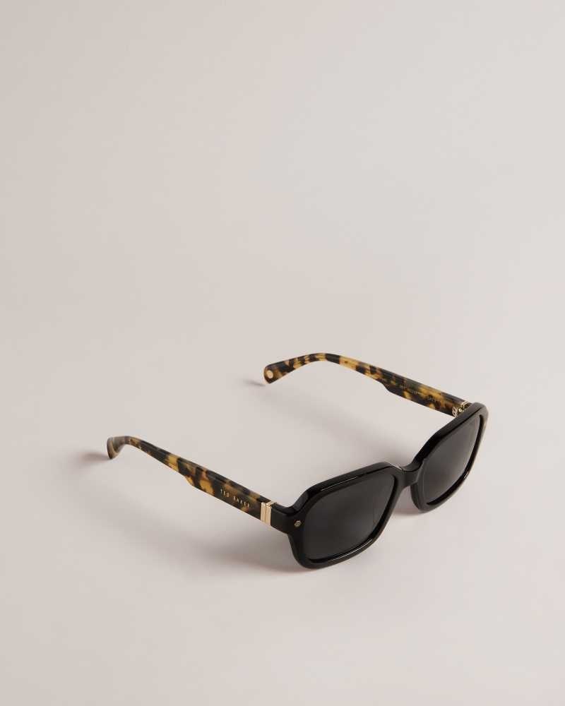 Black Ted Baker Wyatty Rectangle Acetate Sunglasses | US0001987