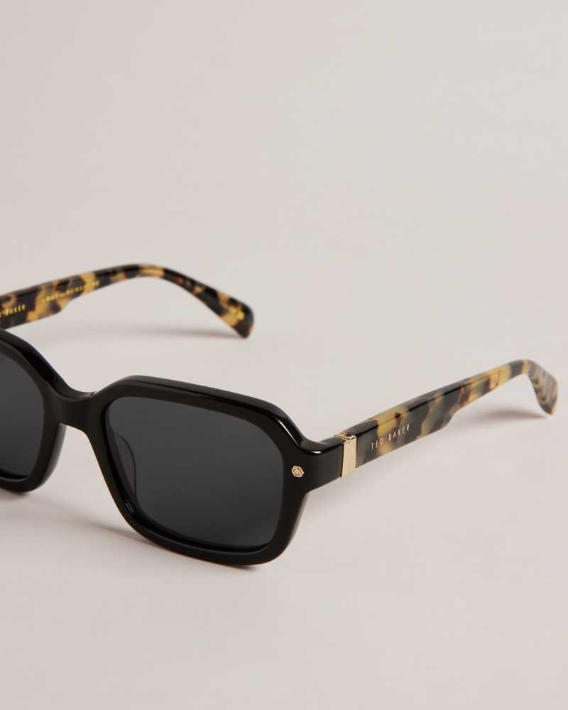 Black Ted Baker Wyatty Rectangle Acetate Sunglasses | US0001987