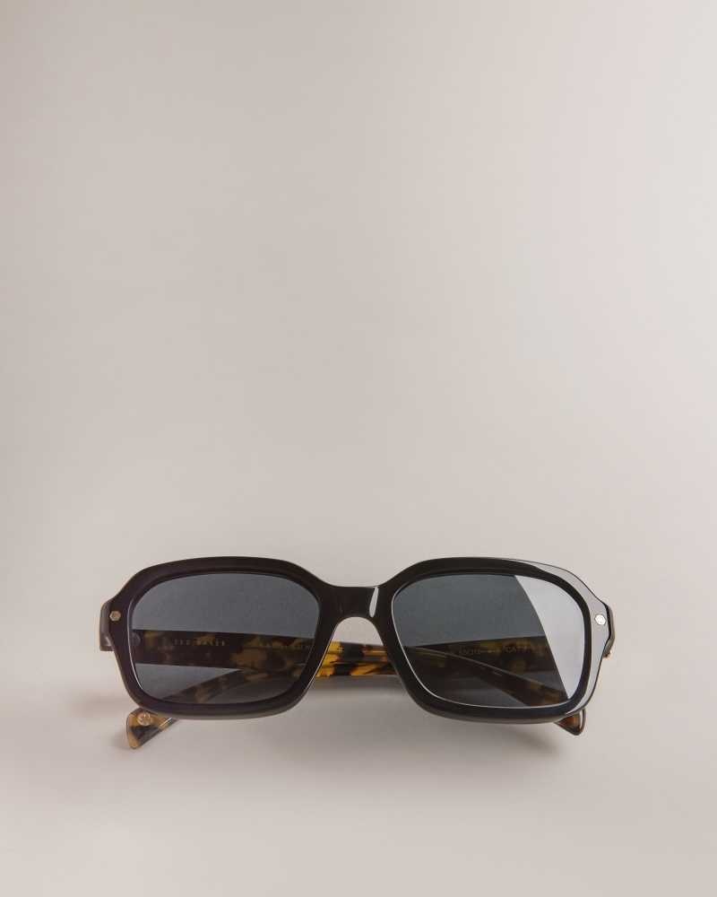 Black Ted Baker Wyatty Rectangle Acetate Sunglasses | US0001987