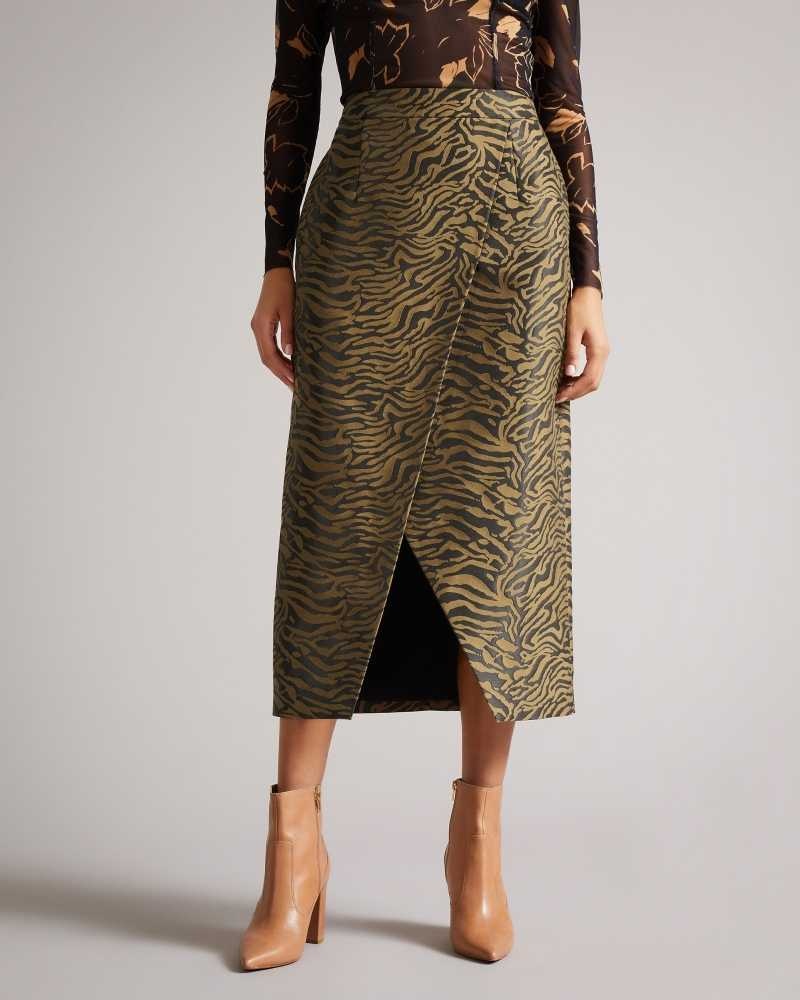 Black Ted Baker Zanthie Fixed Wrap Midi Skirt | US0000717