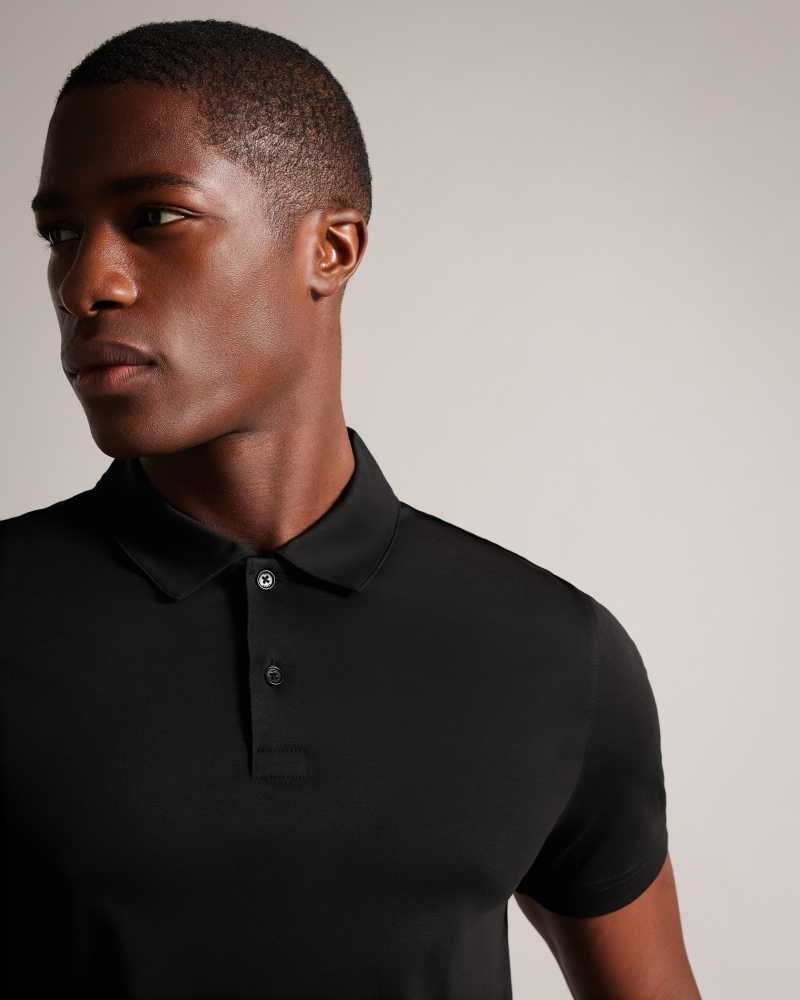 Black Ted Baker Zeiter Short Sleeve Slim Fit Polo Shirt | US0000523