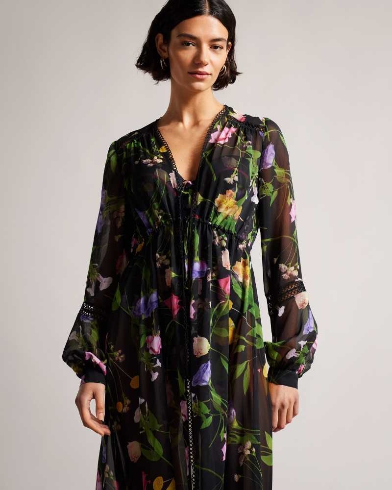 Black Ted Baker Zennie Cover Up With Lace Detail | US0000849