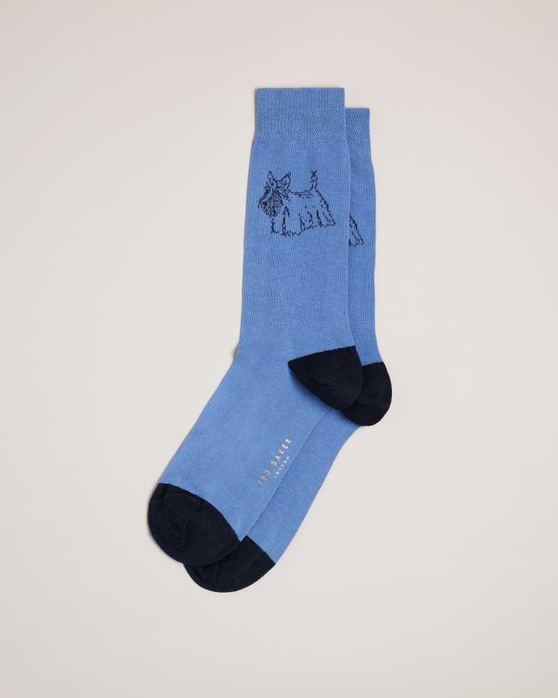 Blue Ted Baker Dogsock Scottie Dog Print Socks | US0001940