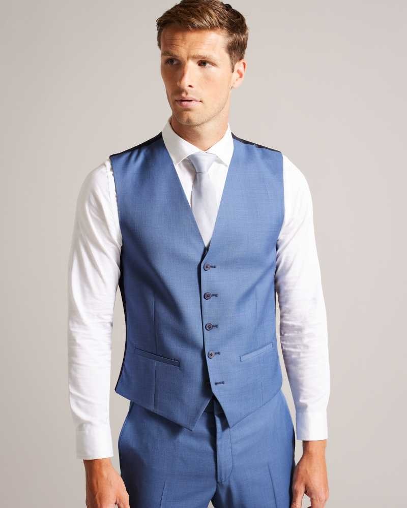 Blue Ted Baker Dorsews Wool Waistcoat | US0000742