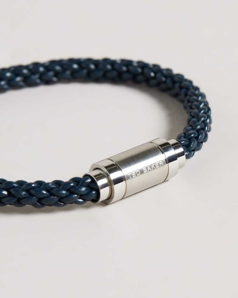 Blue Ted Baker Duran Leather Woven Bracelet | US0001947