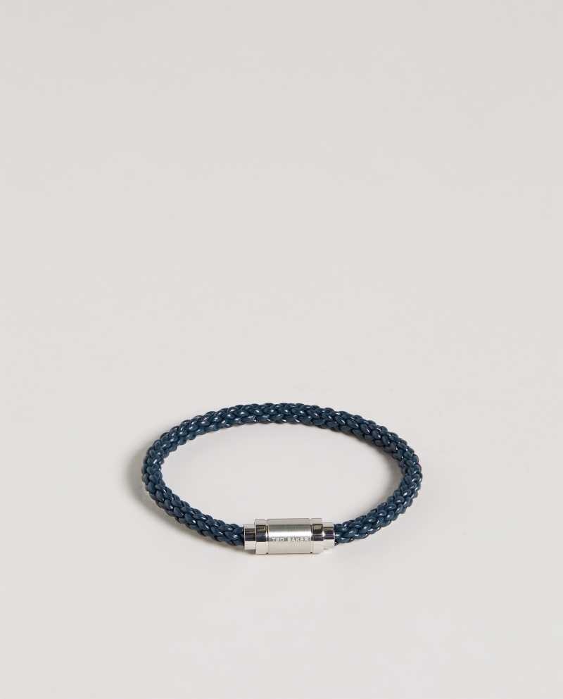 Blue Ted Baker Duran Leather Woven Bracelet | US0001947