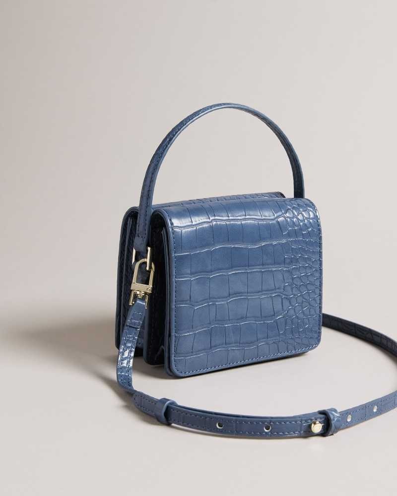 Blue Ted Baker Ell Imitation Croc Mini Crossbody Bag | US0001355