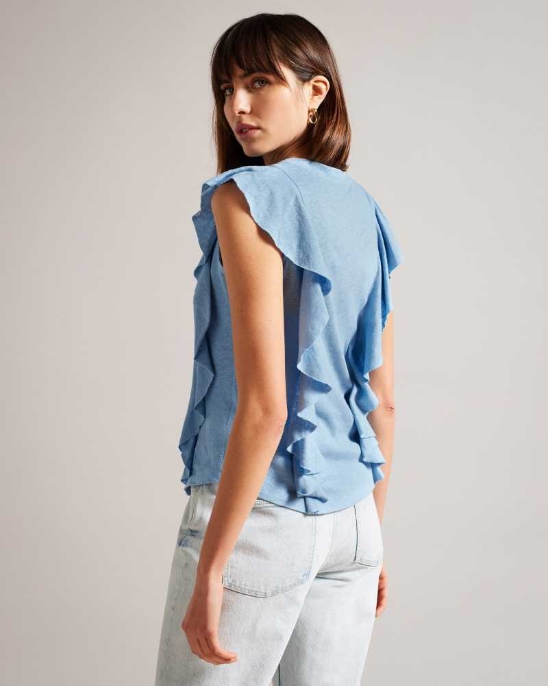 Blue Ted Baker Kathley Frill Vest Top | US0001053