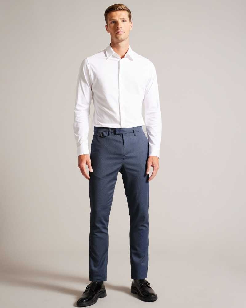 Blue Ted Baker Kinner Slim Fit Textured Trousers | US0000731