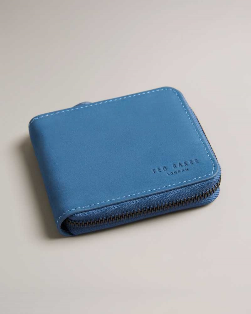 Blue Ted Baker Krolt Nubuck Zip Around Wallet Cardholders | US0001433