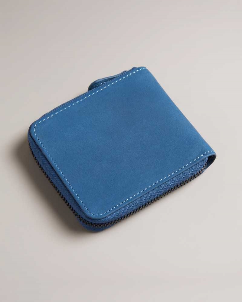 Blue Ted Baker Krolt Nubuck Zip Around Wallet Cardholders | US0001433