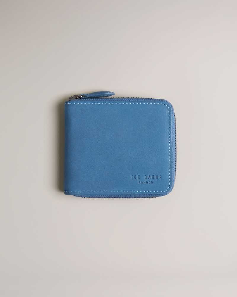 Blue Ted Baker Krolt Nubuck Zip Around Wallet Cardholders | US0001433