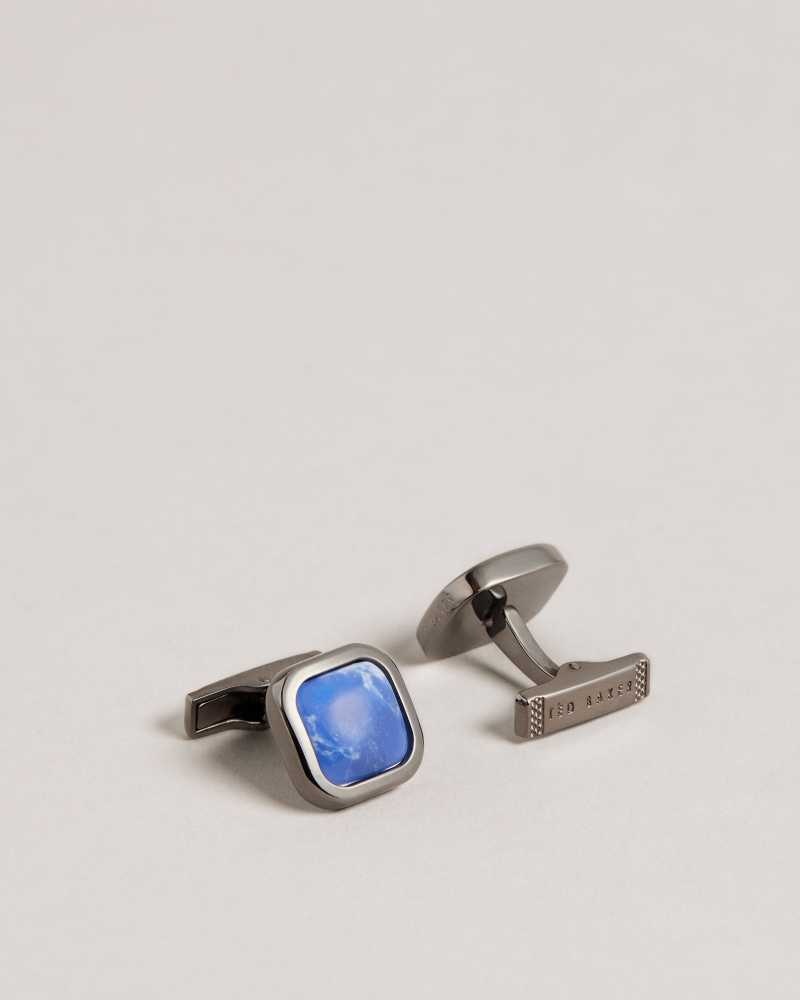 Blue Ted Baker Marbled Marbled Cufflinks | US0001666