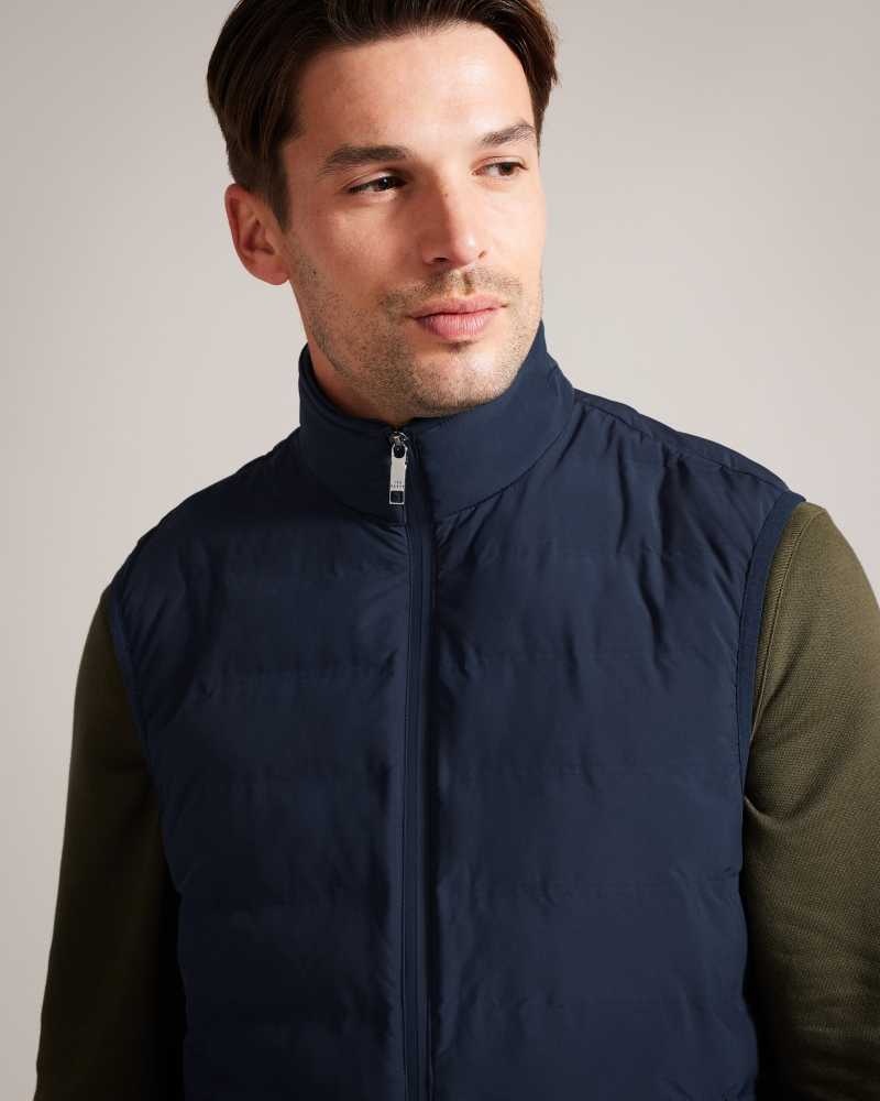 Blue Ted Baker Newwark Padded Funnel Neck Gilet Jackets | US0000285