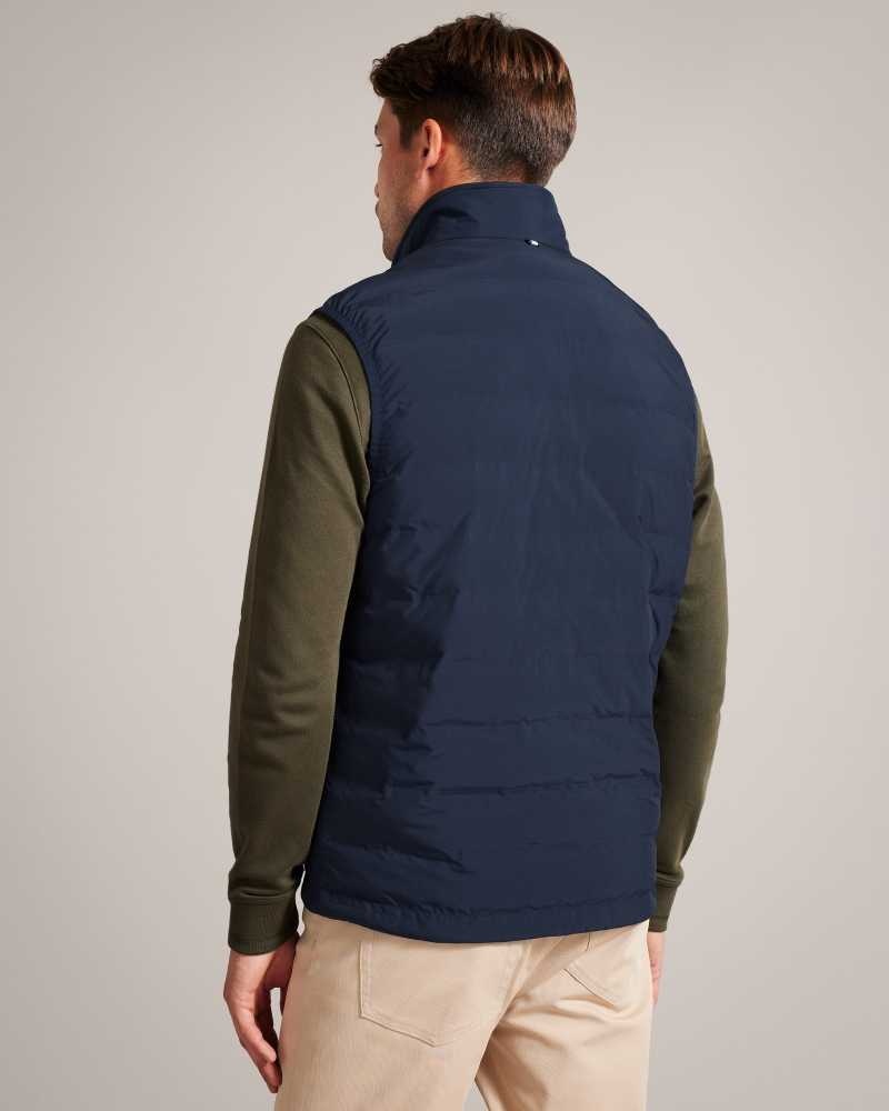 Blue Ted Baker Newwark Padded Funnel Neck Gilet Jackets | US0000285