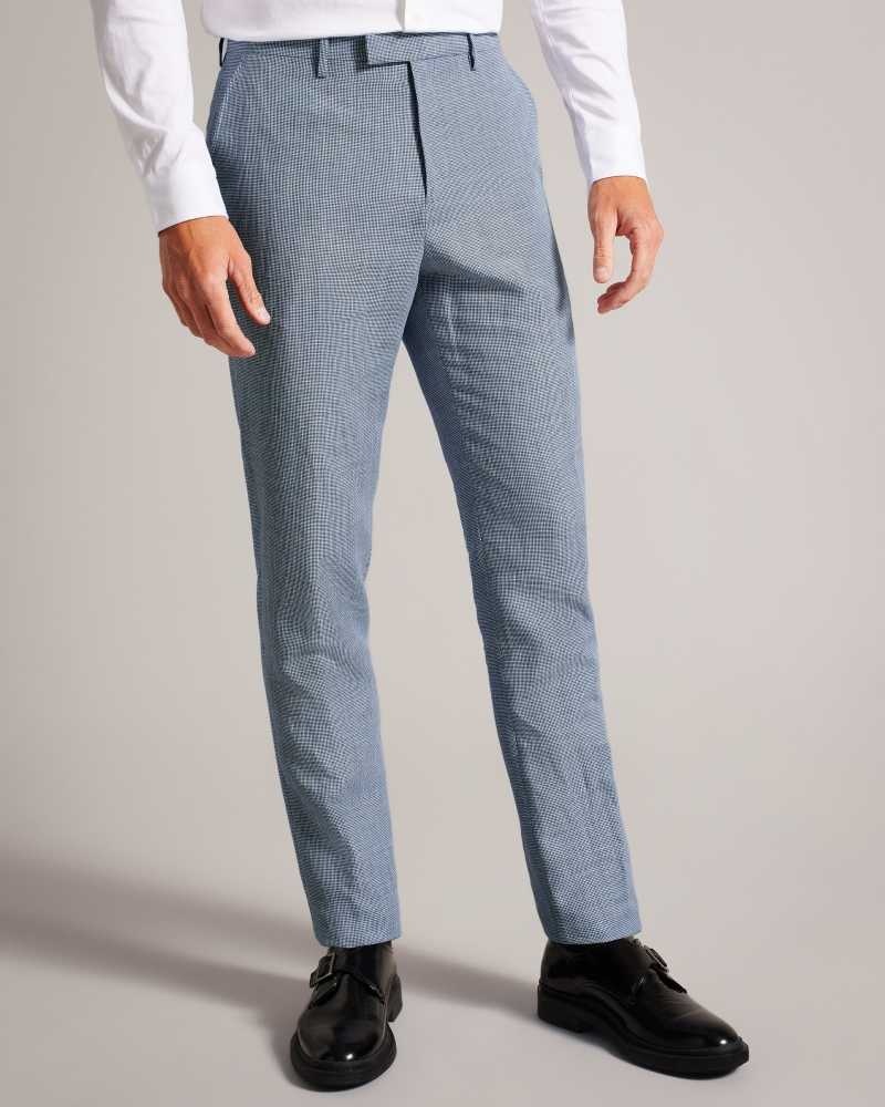 Blue Ted Baker Scopet Slim Puppytooth Trousers | US0000727