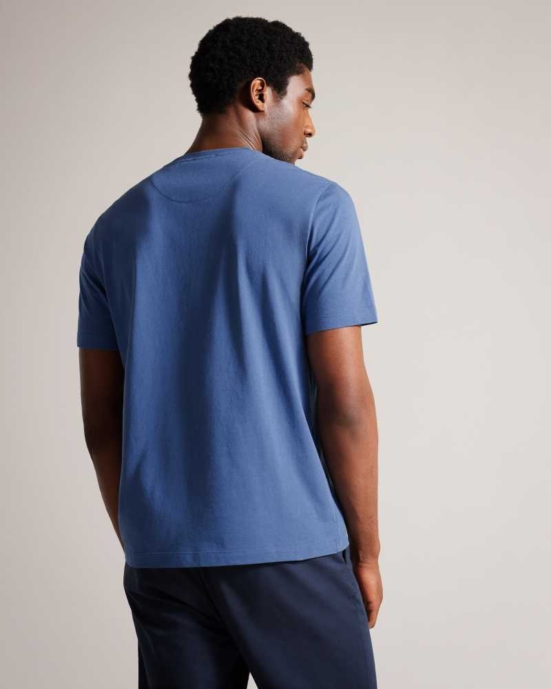 Blue Ted Baker Tywinn Short Sleeve Regular Fit Plain T-shirt | US0000899