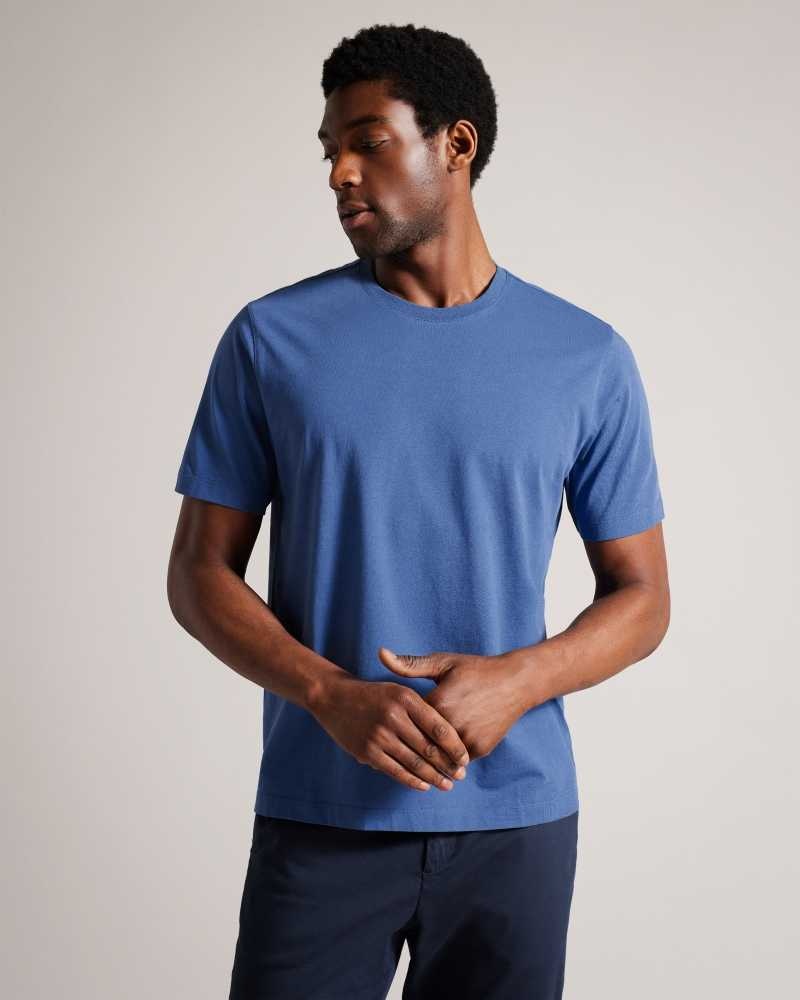 Blue Ted Baker Tywinn Short Sleeve Regular Fit Plain T-shirt | US0000899