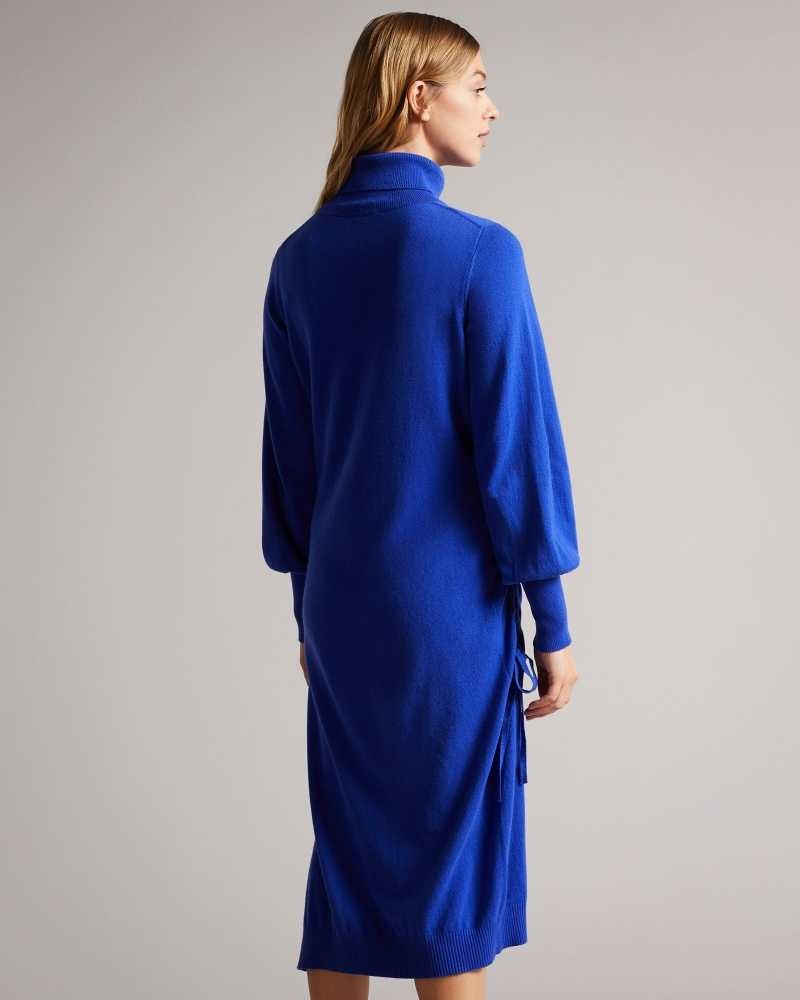 Bright Blue Ted Baker Aavvaa Knitted Dresses With Ruched Side Detail | US0000131