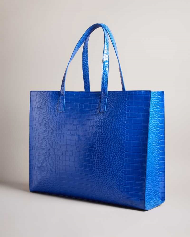 Bright Blue Ted Baker Allicon Mock Croc Icon Tote Bag | US0001517