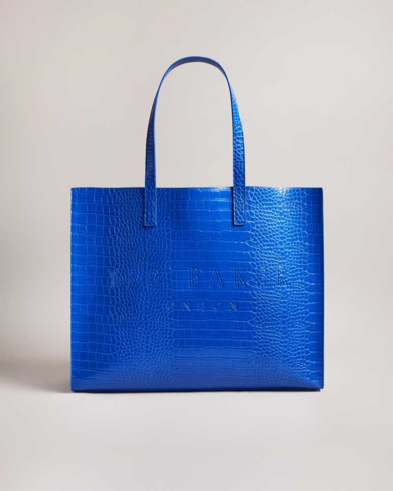 Bright Blue Ted Baker Allicon Mock Croc Icon Tote Bag | US0001517