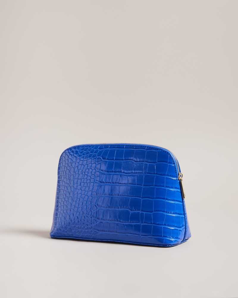 Bright Blue Ted Baker Crocala Croc Detail Debossed Makeup Bag | US0001393