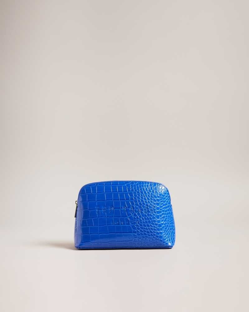 Bright Blue Ted Baker Crocala Croc Detail Debossed Makeup Bag | US0001393