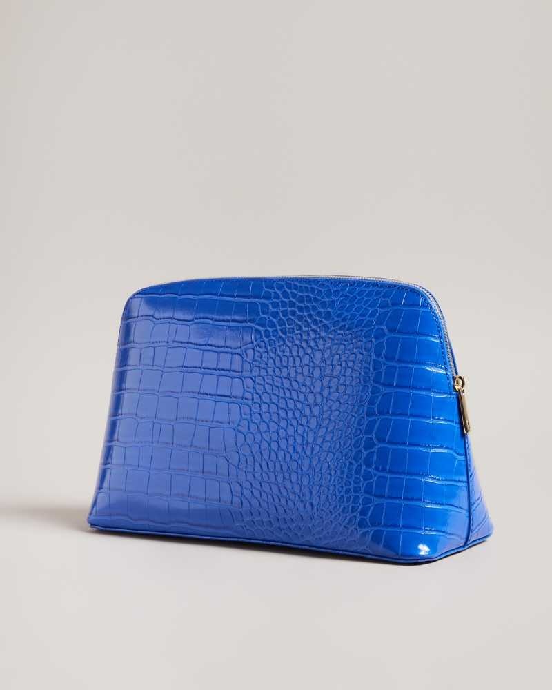 Bright Blue Ted Baker Crocana Croc Detail Debossed Washbag | US0001577