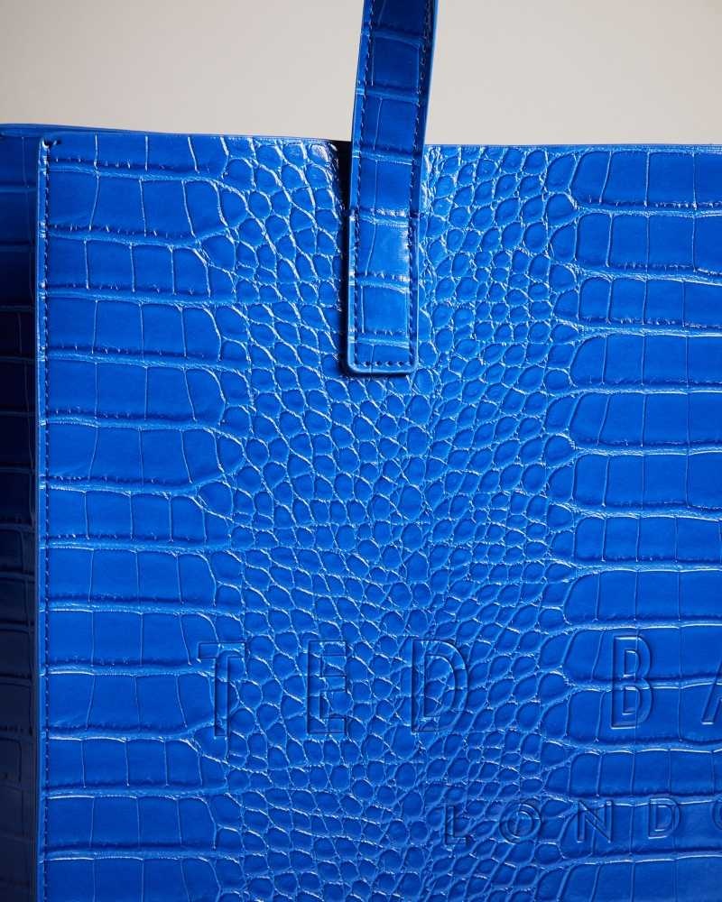 Bright Blue Ted Baker Croccon Croc Detail Large Icon Bag | US0001526