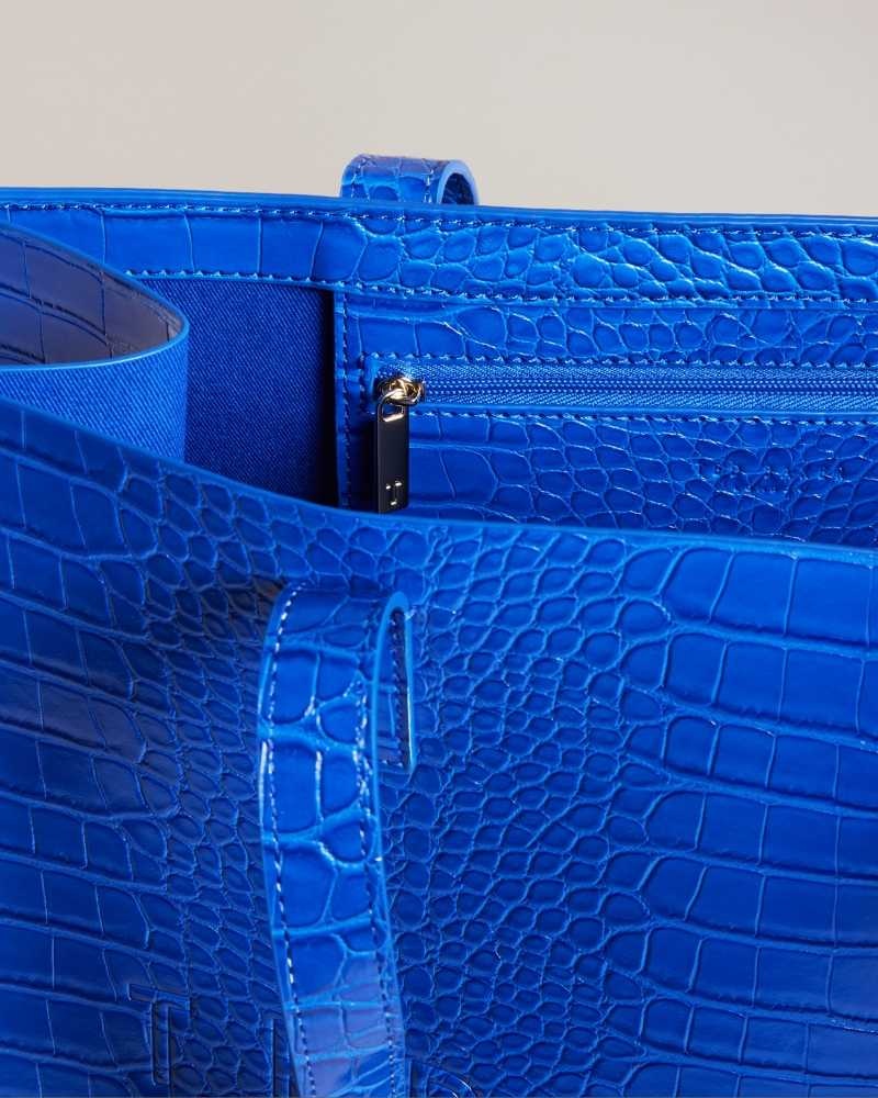 Bright Blue Ted Baker Croccon Croc Detail Large Icon Bag | US0001526