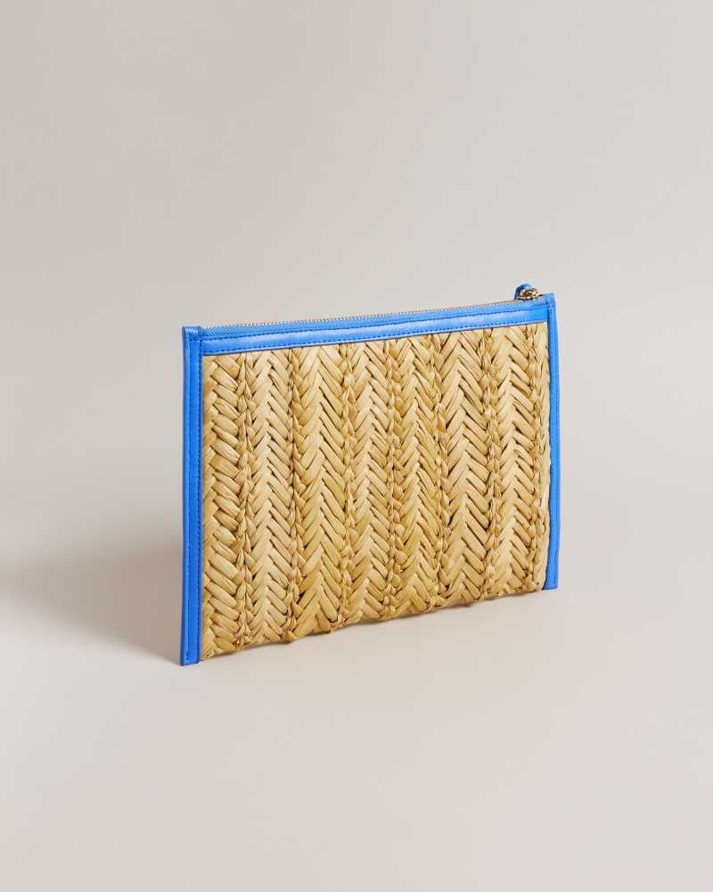 Bright Blue Ted Baker Ivelin Basket Weave Clutch | US0001266