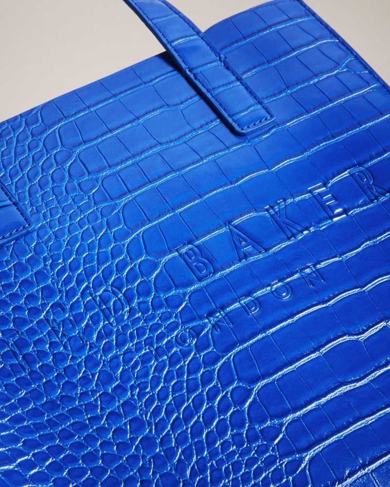 Bright Blue Ted Baker Reptcon Croc Detail Small Icon Bag | US0001521