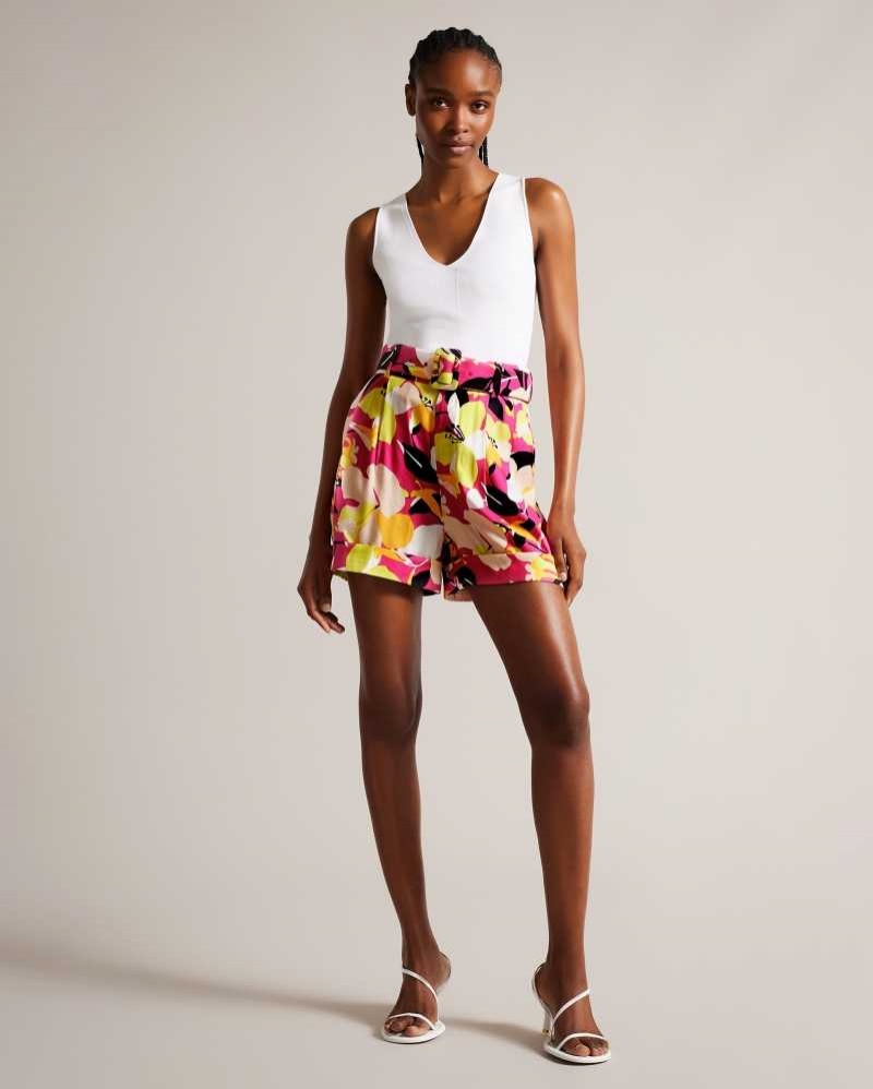 Bright Pink Ted Baker Thiana Abstract Print Tailored Shorts | US0000687