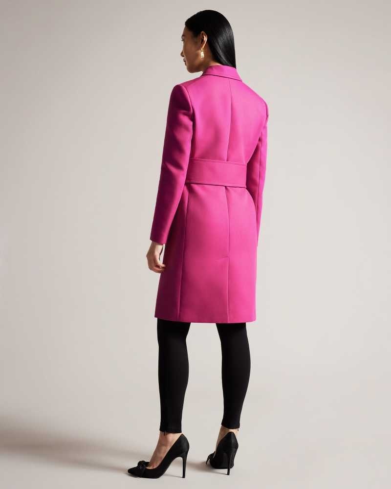 Bright Purple Ted Baker Isolde Belted Midi Trench Coat Coats | US0000185