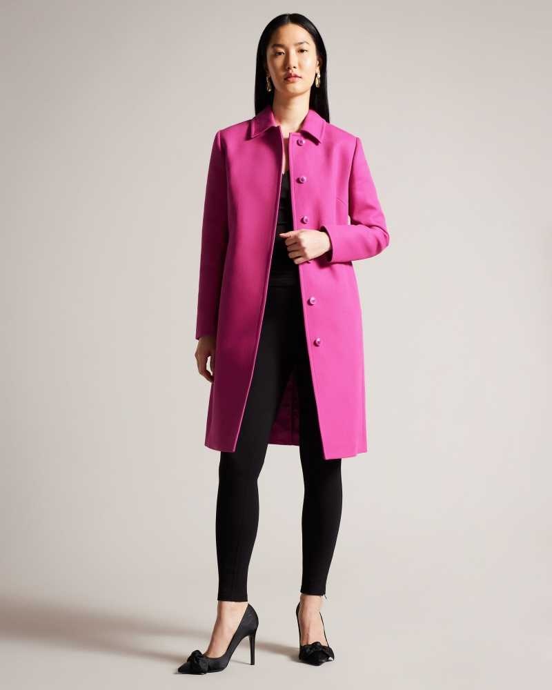 Bright Purple Ted Baker Isolde Belted Midi Trench Coat Coats | US0000185