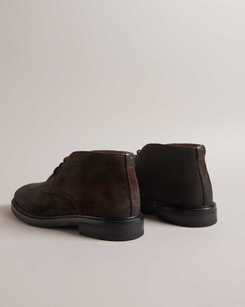 Brown Chocolate Ted Baker Anddrew Polished Suede Chukka Boots | US0002077