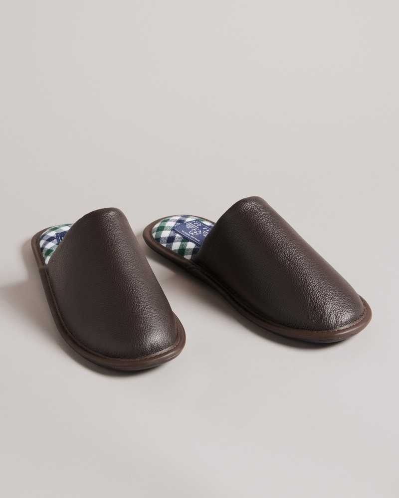 Brown Chocolate Ted Baker Ardin Leather Mule Slippers | US0002164