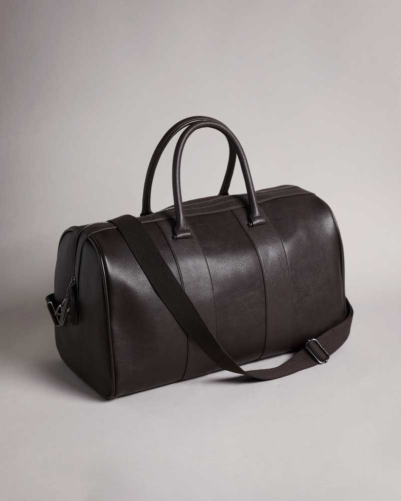 Brown Chocolate Ted Baker Evyday Striped PU Holdall | US0001586