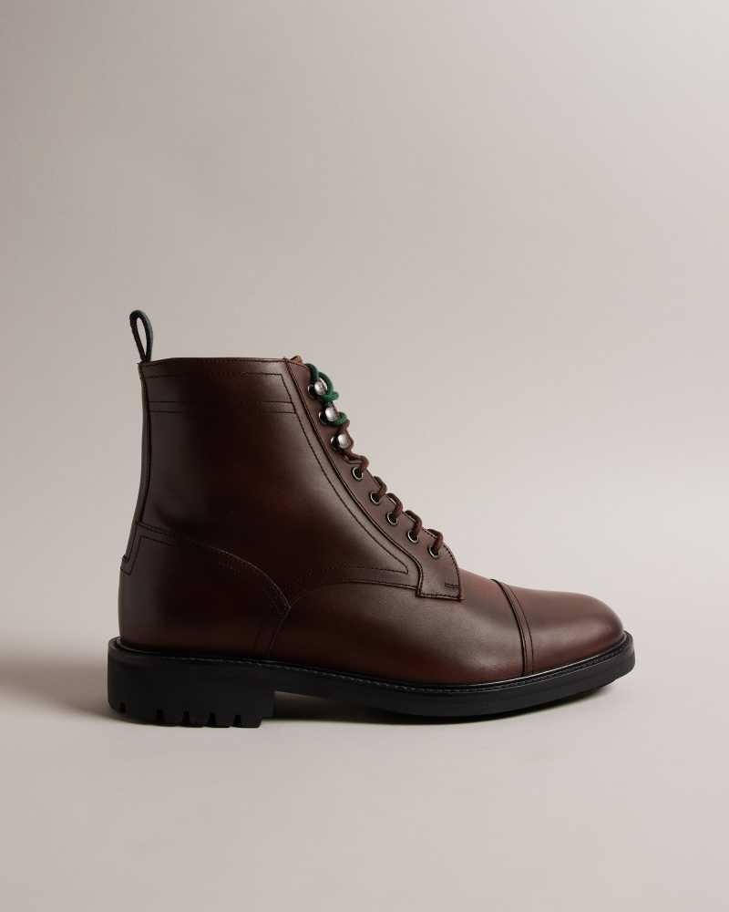 Brown Chocolate Ted Baker Joesif Leather Lace Up Boots | US0002072