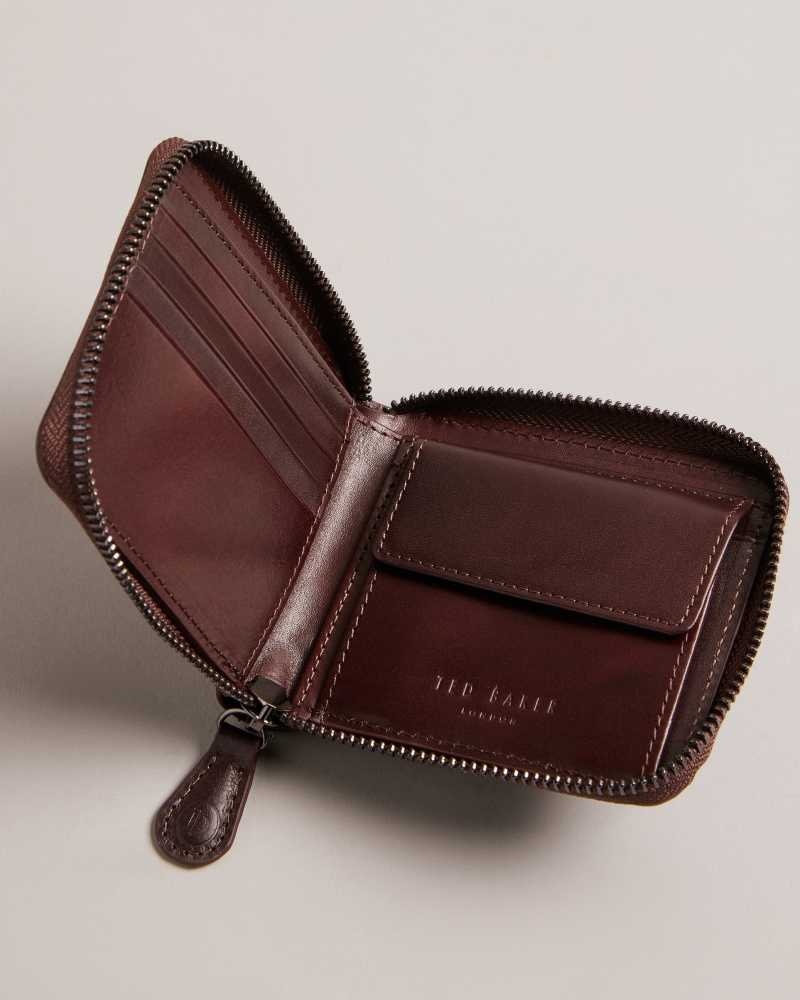 Brown Chocolate Ted Baker Tobiat T Monogram Zip Around Wallet Wallets | US0001555