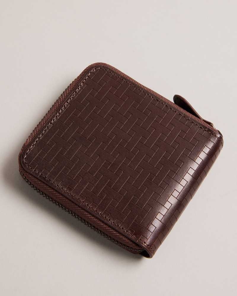 Brown Chocolate Ted Baker Tobiat T Monogram Zip Around Wallet Wallets | US0001555