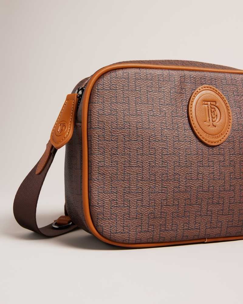 Brown Chocolate Ted Baker Trayvin T Monogram Camera Bag | US0001334