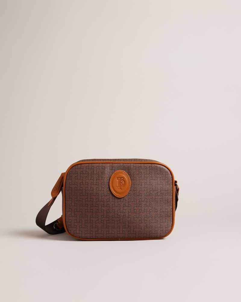 Brown Chocolate Ted Baker Trayvin T Monogram Camera Bag | US0001334