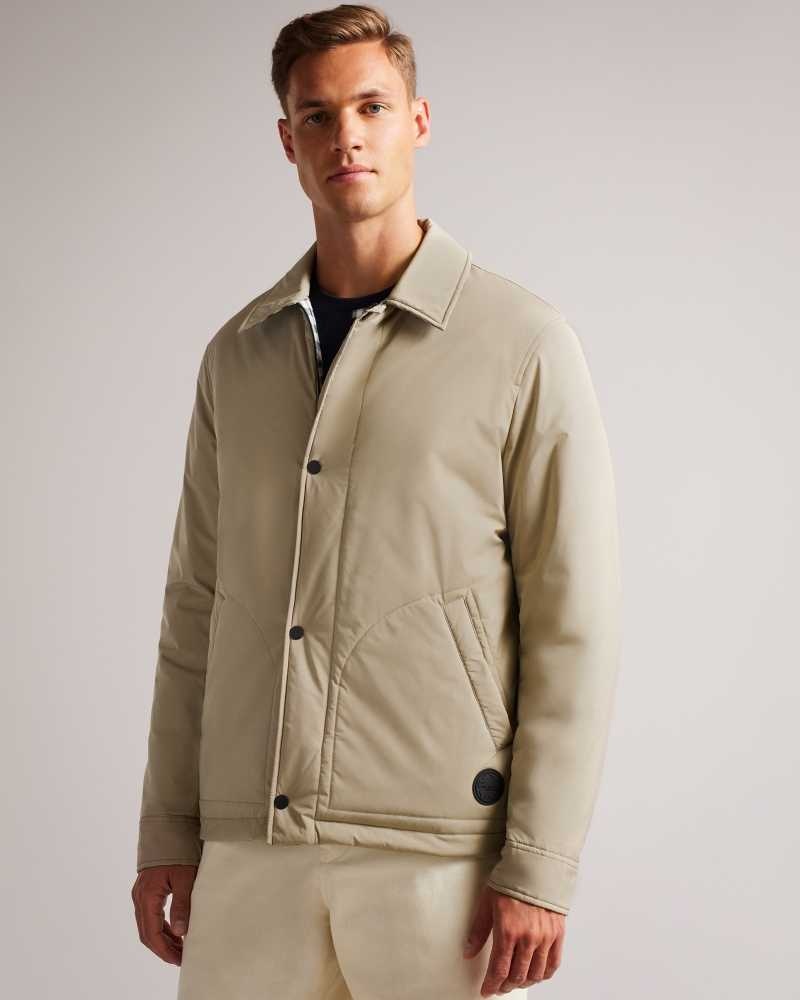 Brown Tan Ted Baker Talacre Showerproof Wadded Coach Jacket Jackets | US0000241