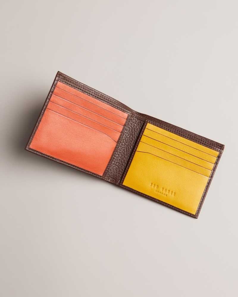 Brown Ted Baker Blocked Colour Panel Bifold Wallet Wallets | US0001552