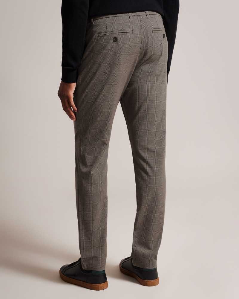 Brown Ted Baker Chilwel Irvine Slim Fit Check Trousers | US0001147