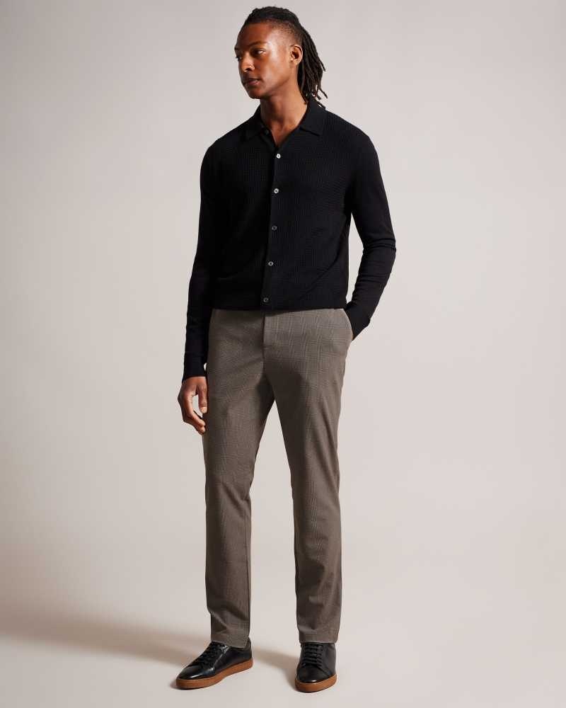 Brown Ted Baker Chilwel Irvine Slim Fit Check Trousers | US0001147